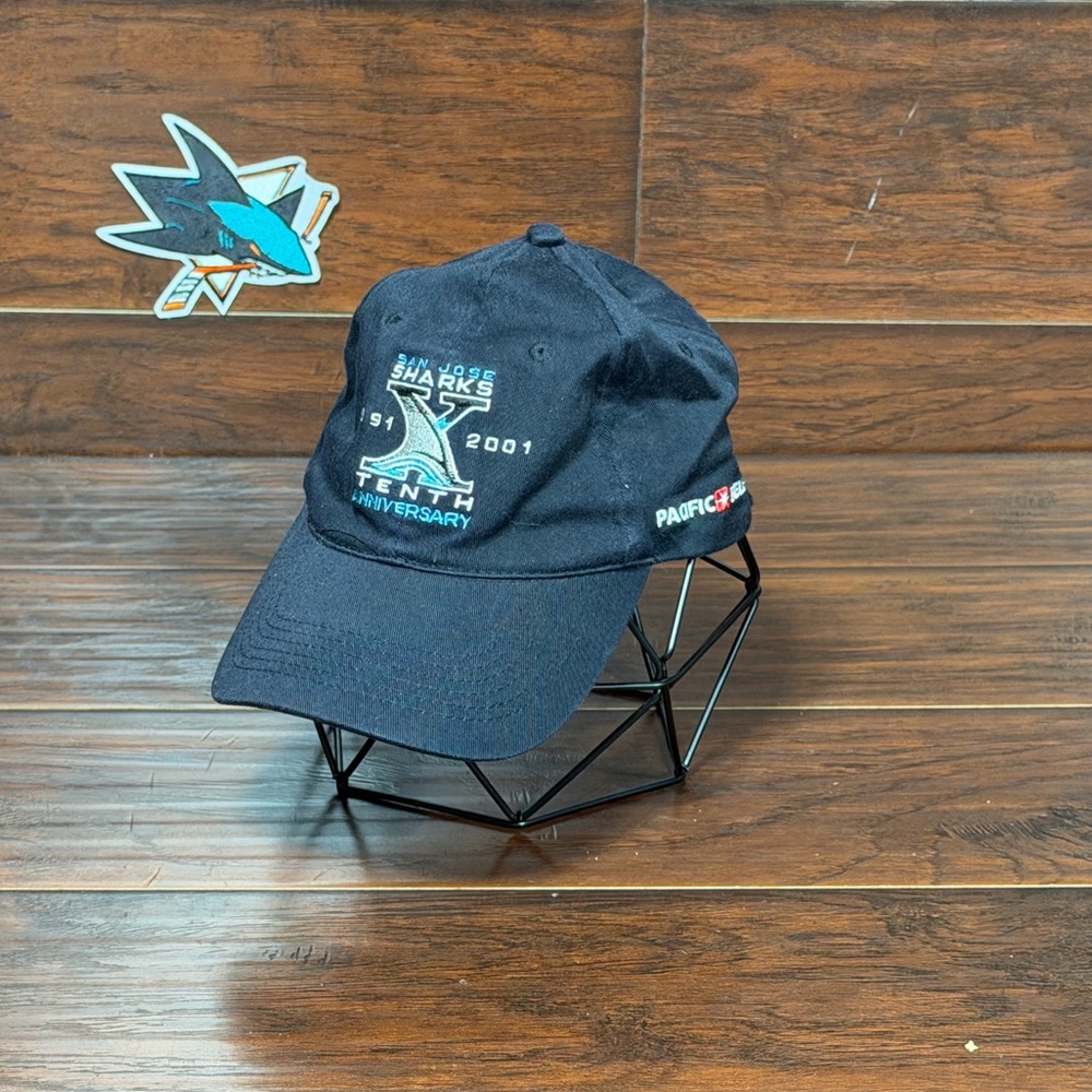 Vintage San Jose Sharks Hat SGA 10th Anniversary 2001 Pac Bell Small Flex Fit